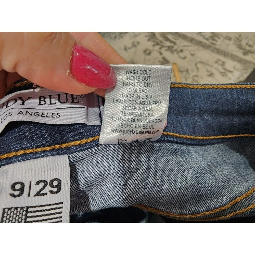 Judy Blue Womens Skinny Fit Jeans 8369-1 Blue Denim Frayed Hem 9/29 Boho Preppy - Picture 6 of 8